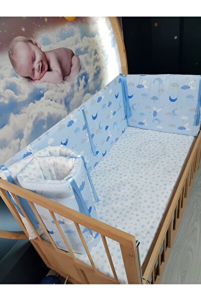 Baby Clime 60X120 Crib Side Protection 4 Pieces - Blue Background Moon Star P...