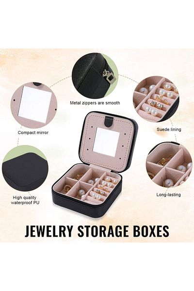 Boldy Travel Jewelry Box with Mirror - Jewelry Organizer Box - Mini Jewelry Box - Accessory Box - Jewelry Organizer