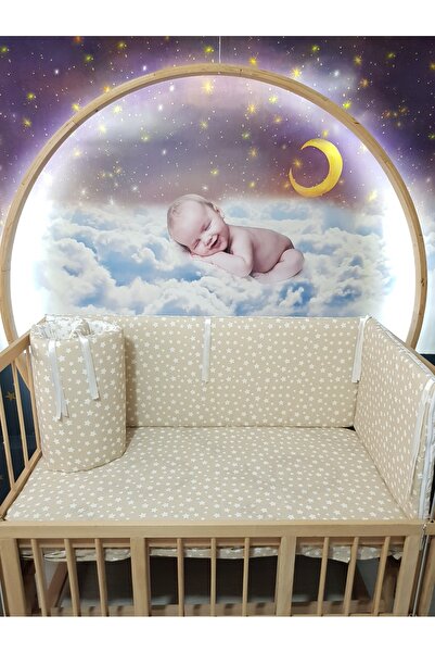 Baby Clime 4 قطع حماية جانبية لسرير الأطفال مقاس 60 × 120 - نمط نجمة بنية (باستثناء ملاءة)