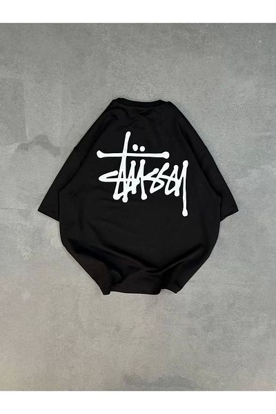 New Shine Μπλουζάκι Unisex Crew Neck Printed Oversize - Μαύρο