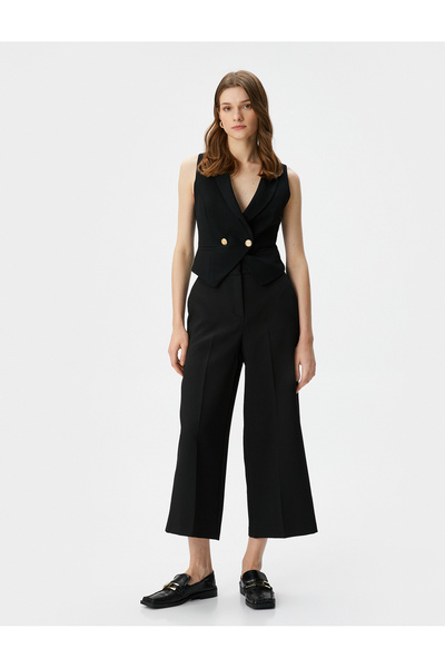 Koton Παντελόνι Culotte Φαρδύ ύφασμα ψηλόμεσο