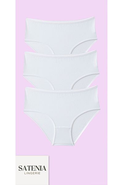 SATENIA LINGERIE Chiloți de zi cu zi din bumbac Bato cu talie înaltă pentru femei, pachet de 3 (MĂRIMI XL-2XL-3XL)
