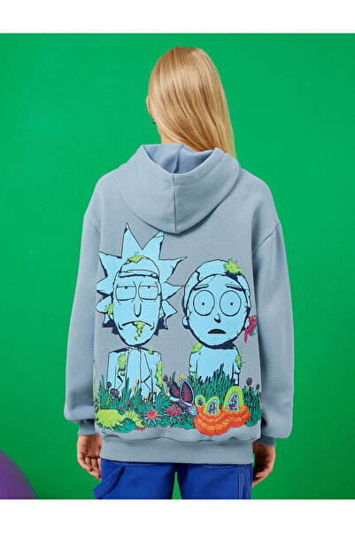 Koton Licencovaná mikina Rick and Morty Oversize s kapucí a fleecem uvnitř