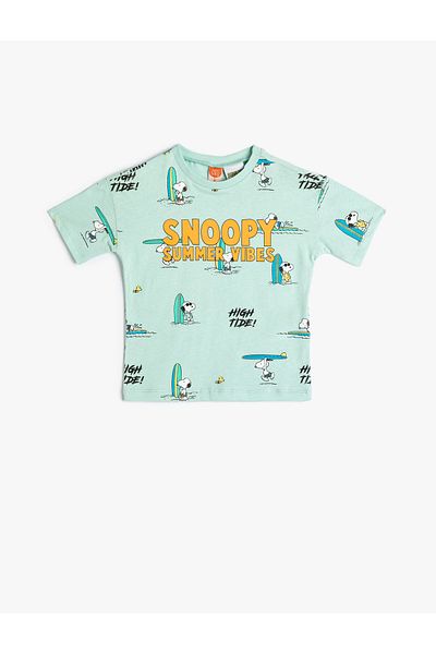 Koton Tricou Snoopy, cu licență, cu mânecă scurtă, decolteu, bumbac