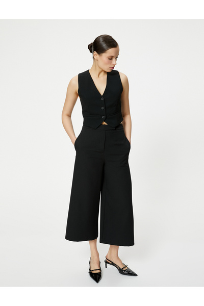 Koton Bol Paça Culotte Pantolon Cepli Yüksek Bel