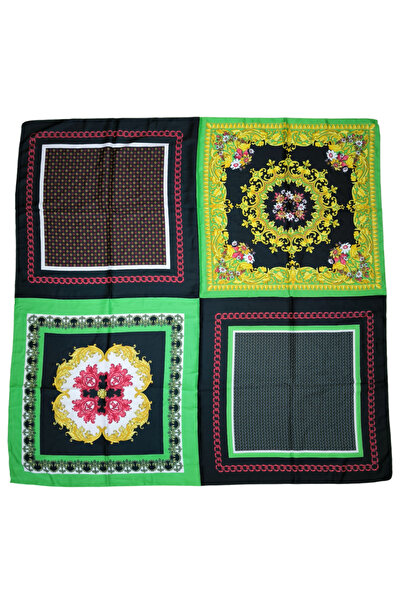 TikiTonki Geometrik Desenli Çok Parçalı Kare Kesim Eşarp - 90x90