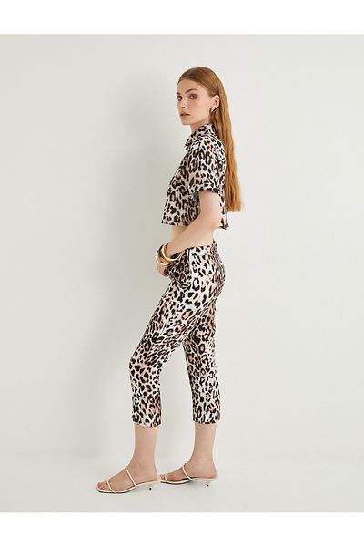 Koton High Waist Leopard Capri Pants