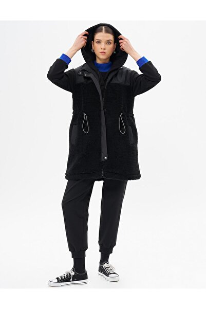 Kayra Bel Büzgülü Peluş Yelek Siyah