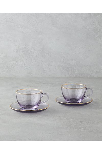 English Home Blaze Glass 2-Person 4-Piece Cup Set - 240 ml Purple