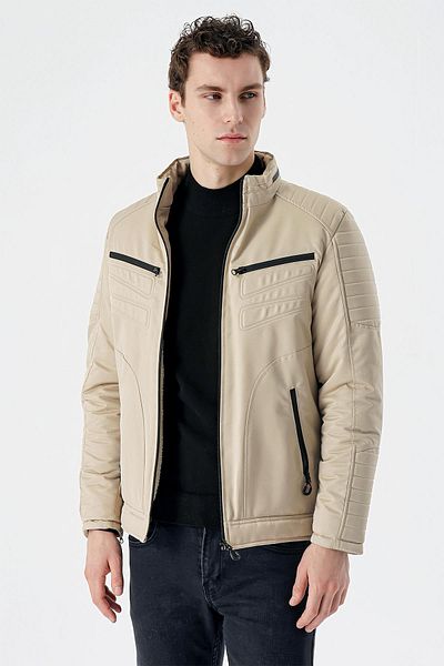 İmza Πέτρινο γιακά με επένδυση Comfort Fit Relaxed Cut Casual παλτό 1007235166