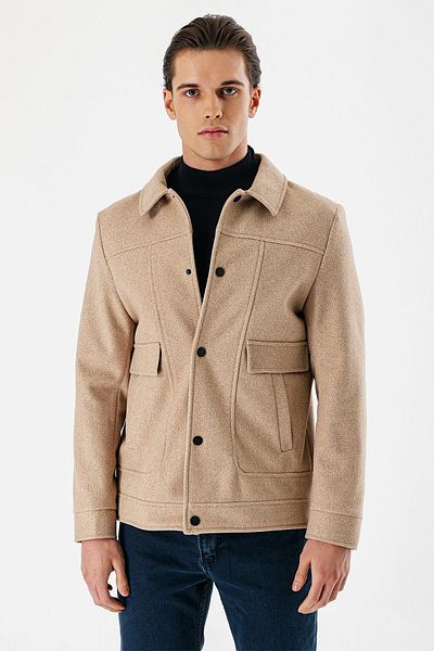 İmza Palton casual, slim fit, căptușit cu guler universitar Stamp Bej1007235172