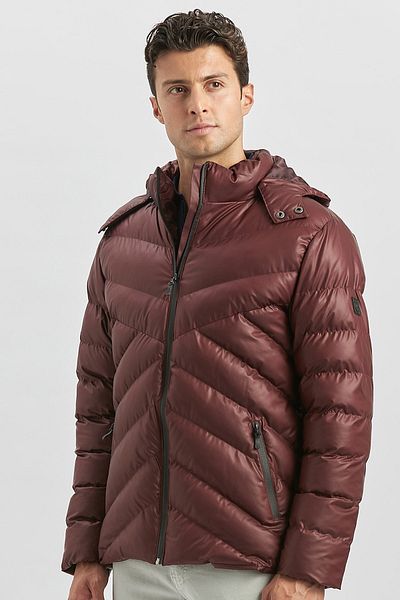İmza Claret Red Slim Fit Casual Jacket - Detachable Hood, Padded and Lined 1007245151