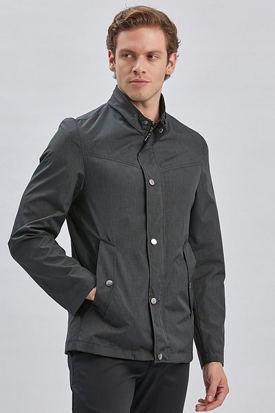 İmza Черно яке Comfort Fit Casual - Стойка яка и полуподплата 1007240150