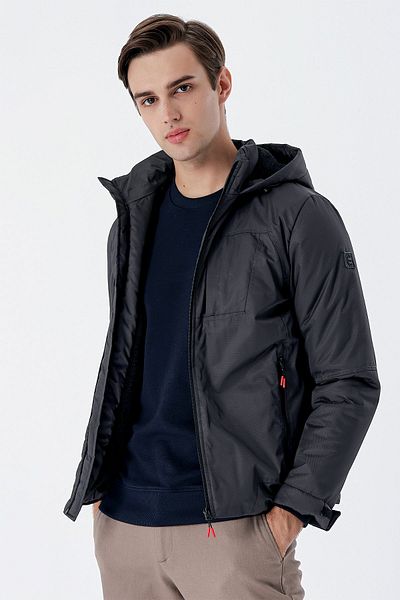 İmza Γκρι όρθιο γιακά με επένδυση Slim Fit Slim Fit Casual παλτό 1007235161