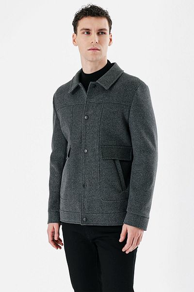 İmza Σκούρο Anthracite Cashmere College γιακά με επένδυση Slim Fit Slim Fit Casual παλτό 1007235172