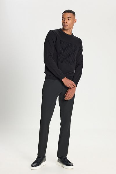 ALTINYILDIZ CLASSICS Pulover pentru bărbați, negru, 100% bumbac, cu croiala standard, cu decolteu rotund, cu imprimeu