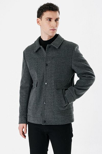 İmza Σκούρο Anthracite Cashmere College γιακά με επένδυση Slim Fit Slim Fit Casual παλτό 1007235172