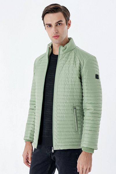 İmza Light Green Quilted Filled Stand Collar Lined Slim Fit Narrow Cut Casual Coat 1007235164