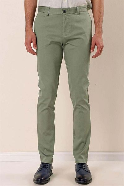 İmza Dark Green Cotton Side Pocket Casual Slim Fit Chino Pants 1003230103