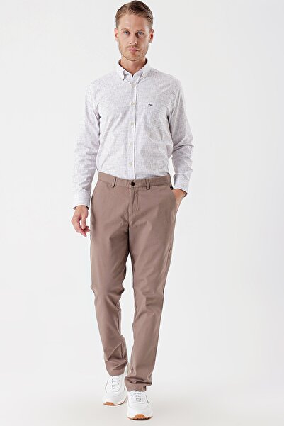 İmza Koyu Bej Pamuklu Yandan Cepli Casual Comfort Fit Chino Pantolon 1003235154