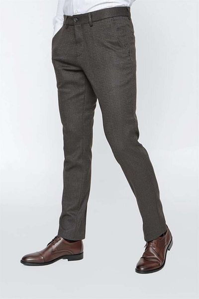 İmza Σκούρο καφέ Lycra Slim Fit Slim Fit Classic Παντελόνι1003225168