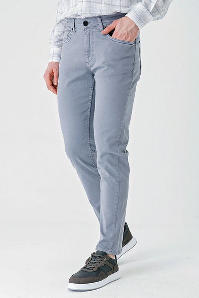 İmza Pantaloni slim, casual, cu 5 buzunare, din bumbac albastru închis 1003240318