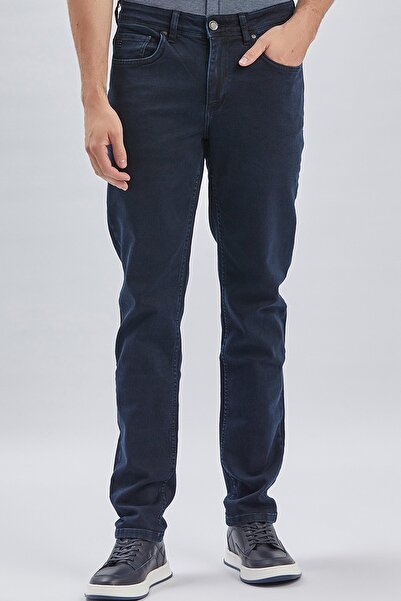 İmza Σκούρο Navy Blue Gabardine βαμβακερό 5 τσέπες Slim Fit Casual τζιν παντελόνι 1023240158