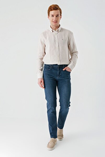 İmza Navy Blue Gabardine 5 Pocket Slim Fit τζιν παντελόνι