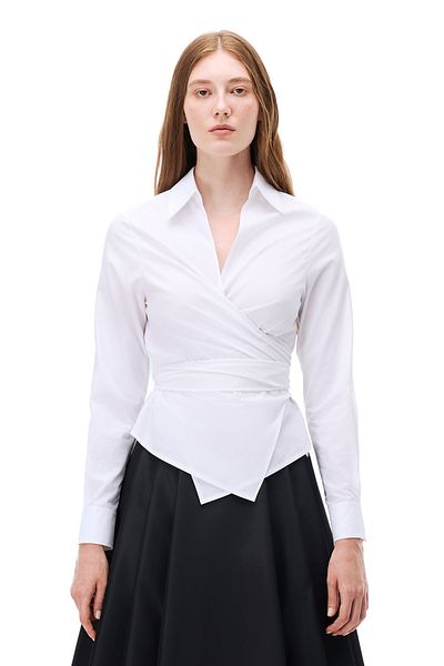 Perspective Depth Comfortable Fit Fake Sleeve Shirt Collar White Color Women's Shirt