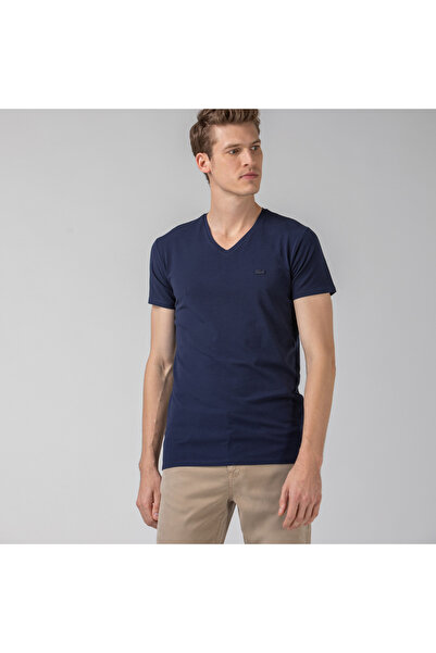 Lacoste Erkek Regular Fit V Yaka Lacivert T-Shirt