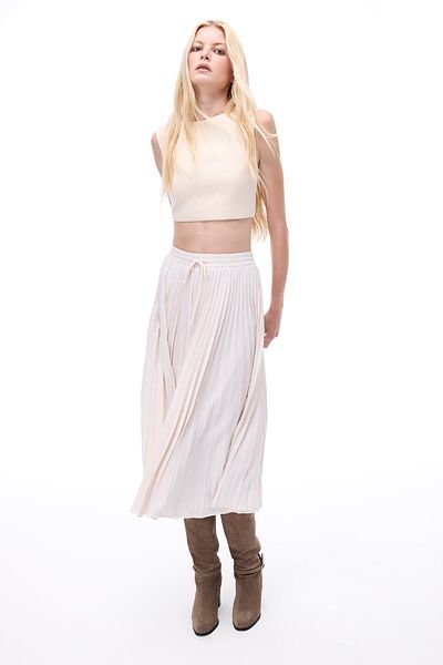 Perspective Γυναικεία μπλούζα Seras Regular Fit Zero Sleeve με στρογγυλή λαιμόκοψη μπεζ χρώματος