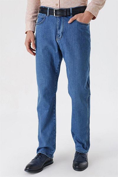 İmza Pantaloni casual din denim, cu 5 buzunare, din bumbac gabardin albastru închis, cu potrivire confortabilă, cu potrivire relaxată1023230113