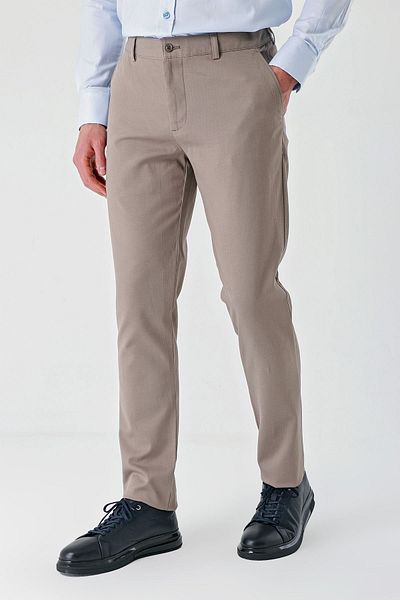 İmza Γκρι βαμβακερές πλαϊνές τσέπες Casual Slim Fit Chino παντελόνι 1003240156