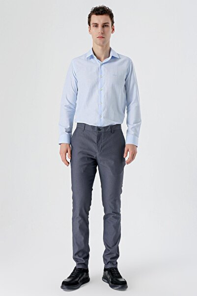 İmza Koyu Lacivert Pamuklu Yandan Cepli Casual Slim Fit Chino Pantolon 1003240150