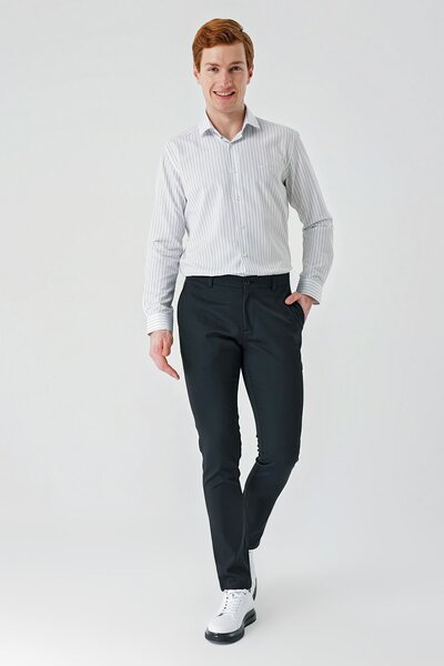 İmza Siyah Pamuklu Yandan Cepli Casual Slim Fit Chino Pantolon 1003240156