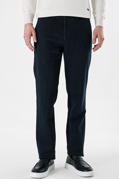 İmza Navy Blue Cotton Side Pocket Casual Comfort Fit Classic Trousers 1003235124