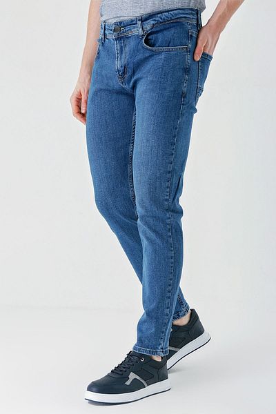 İmza Σκούρο μπλε Slim Fit 5 τσέπες Casual τζιν τζιν παντελόνι 1023240150