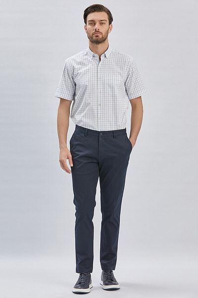 İmza Dark Navy Cotton Side Pocket Casual Comfort Fit Chino Trousers 1003240160