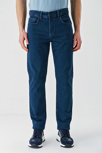 İmza Indigo Blue Gabardine Cotton 5 Pockets Slim Fit Slim Fit Casual Denim Trousers1023240155