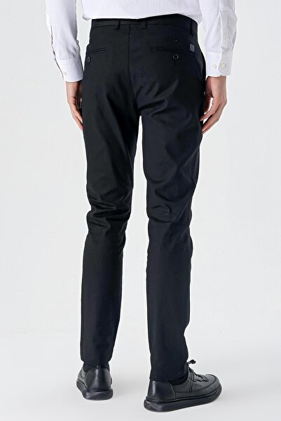 İmza Black Cotton Side Pocket Casual Slim Fit Chino Pants 1003240151