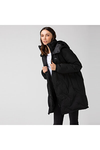 Lacoste Kadın Kapüşonlu Kapitone Siyah Mont