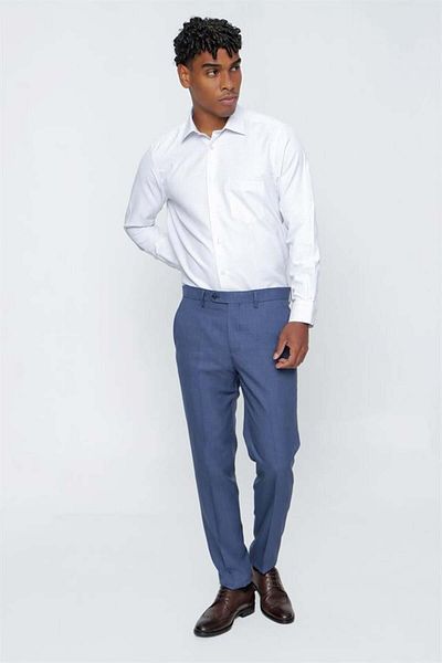 İmza Dark Blue Dobby Comfort Fit Relaxed Fit Classic Trousers1003225155