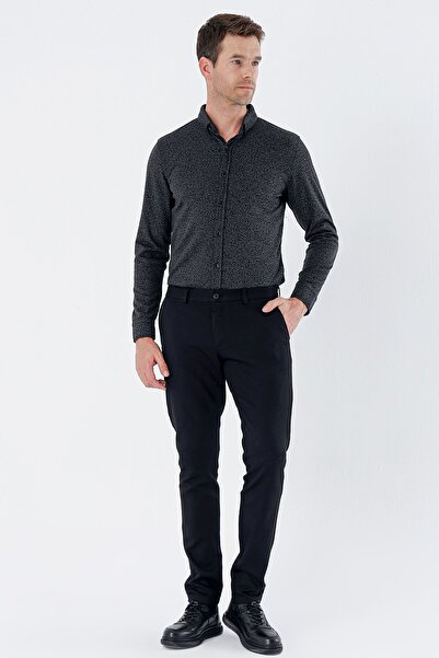 İmza Siyah Pamuklu Yandan Cepli Casual Slim Fit Chino Pantolon 1003235120