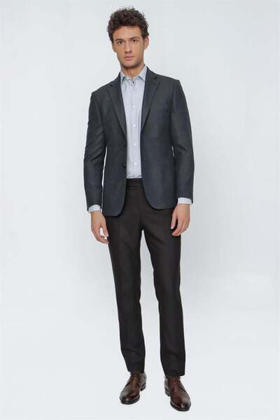 İmza Koyu Kahverengi Esnek Yandan Cepli Classic Slim Fit Pantolon 1003225167