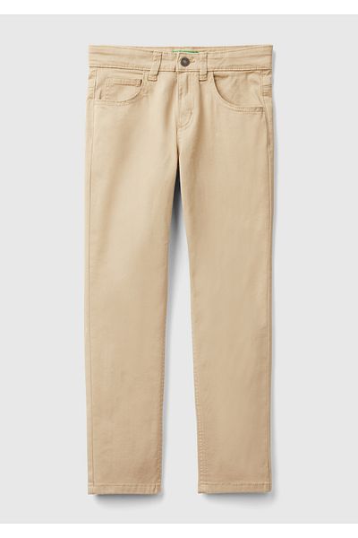United Colors of Benetton Boy's Beige 5-Pocket Gabardine Pants