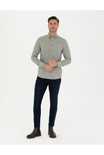 Pierre Cardin Πράσινο εφαρμοστό μακρυμάνικο πουκάμισο 50280157-VR054