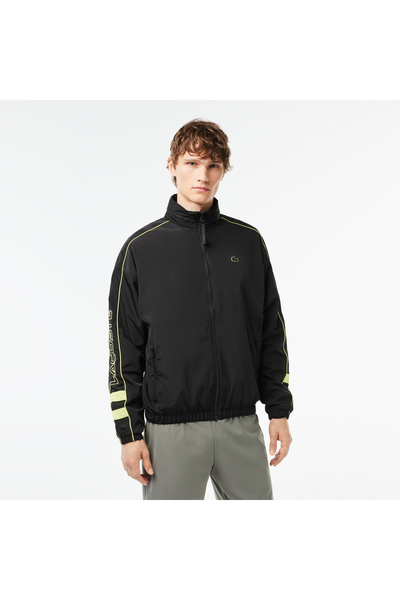 Lacoste Erkek Dik Yaka Baskılı Siyah Mont