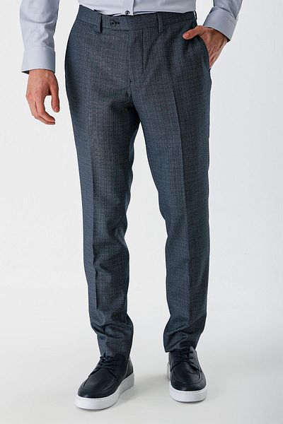 İmza Dark Navy Blue Flexible Side Pocket Slim Fit Classic Trousers 1003240153