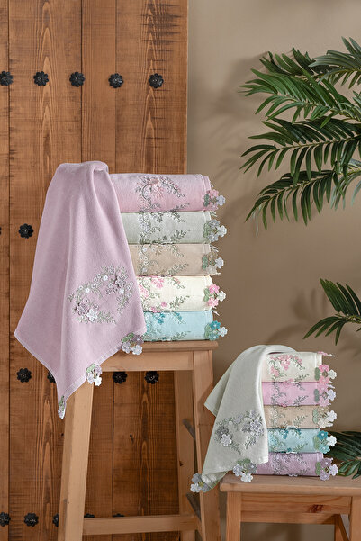 Turkar-Arliva YASEMIN KADIFE NAKISLI ÇEYIZ HAVLUSU MINT 30X50