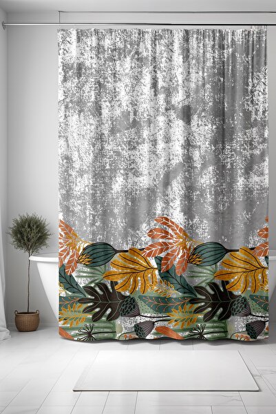 EVPANYA 175x200 см Сіра ванна завіса з ботанічним візерунком - завіса для ван...